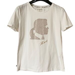 Karl Lagerfeld Paris Women’s White Karl Rhinestone Silhouette Shirt